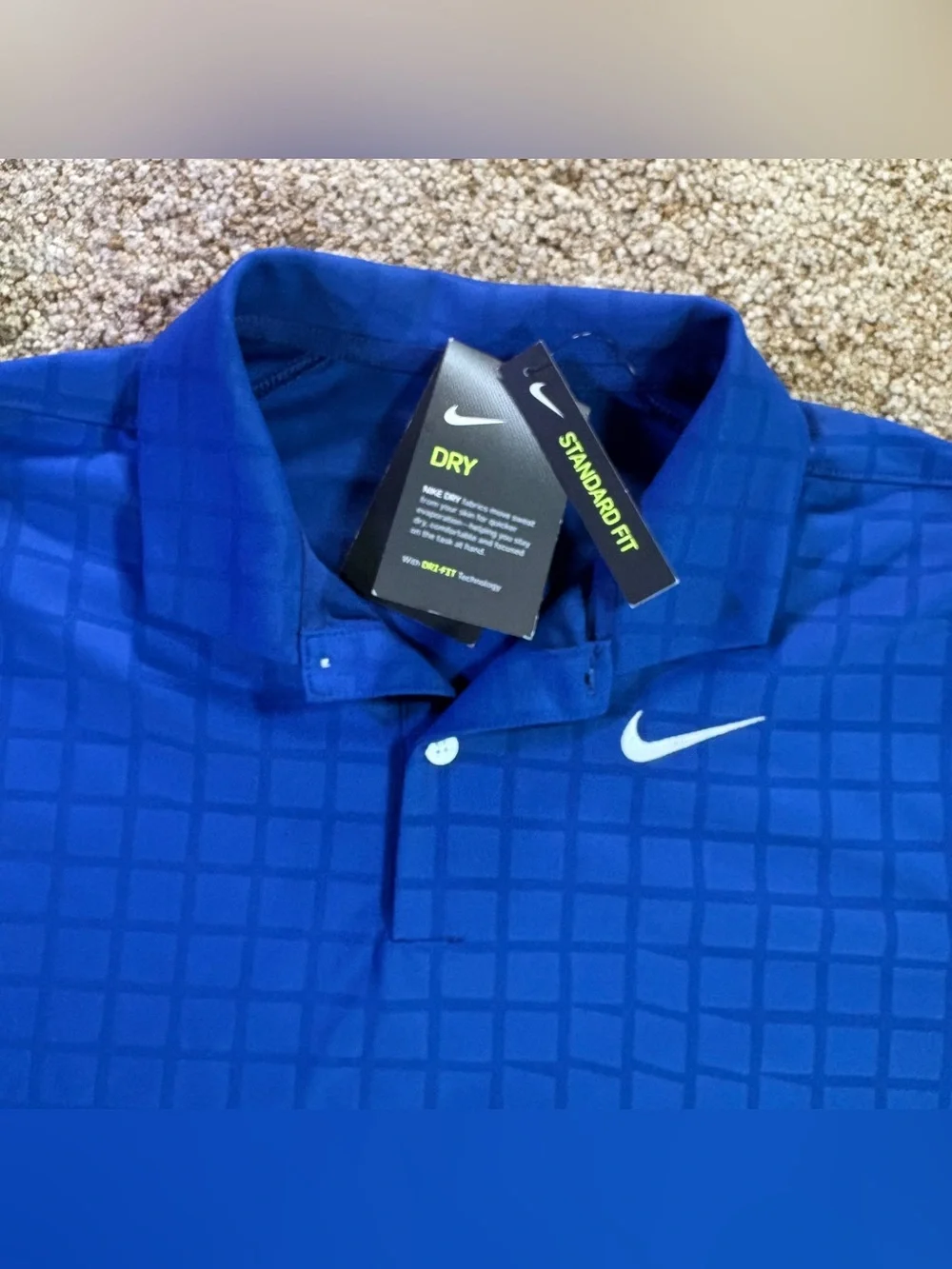 Nike Dri-FIT Golf Polo Shirt Blue‎ Checkered Men’s Size Small Standard Fit NWT
